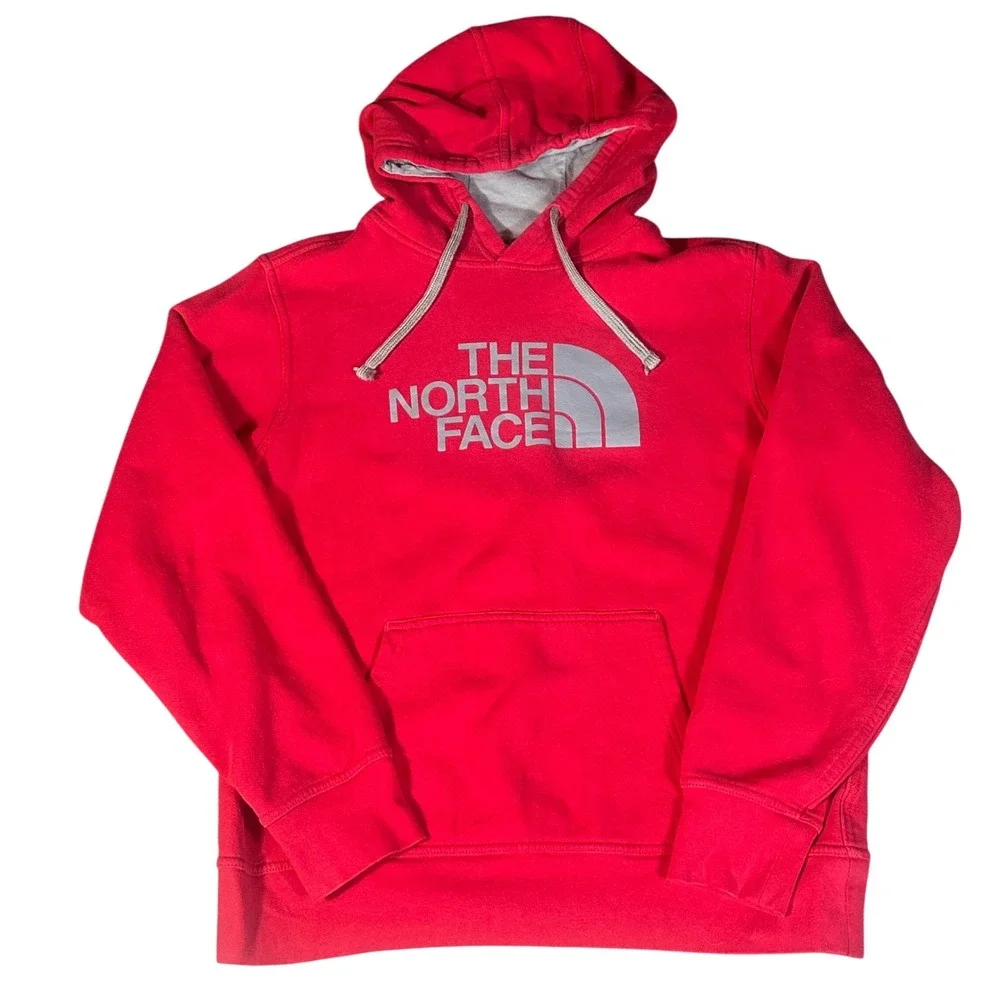 The North Face Hoodie Mens Medium Red Logo Pullover Fleece Sweatshirt